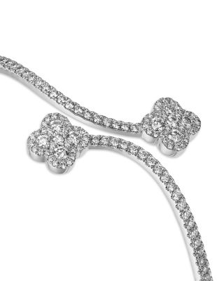 Diamond Clover Bypass Bracelet in 14K White Gold, 2.0 tcw