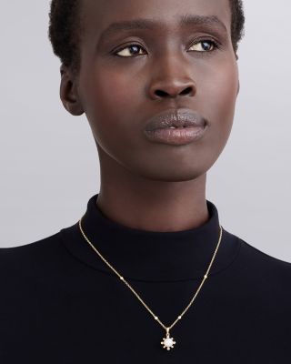 18K Yellow Gold Luna Cultured Pearl & Diamond Fleur Pendant Necklace, 16"-18"