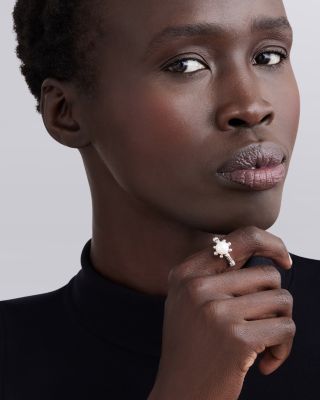 Sterling Silver Luna Cultured Pearl Fleur Ring 