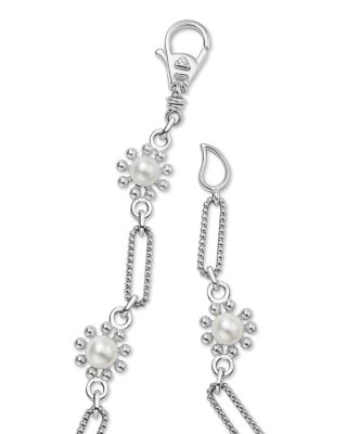 Sterling Silver Luna Cultured Pearl Fleur Link Necklace, 18" 