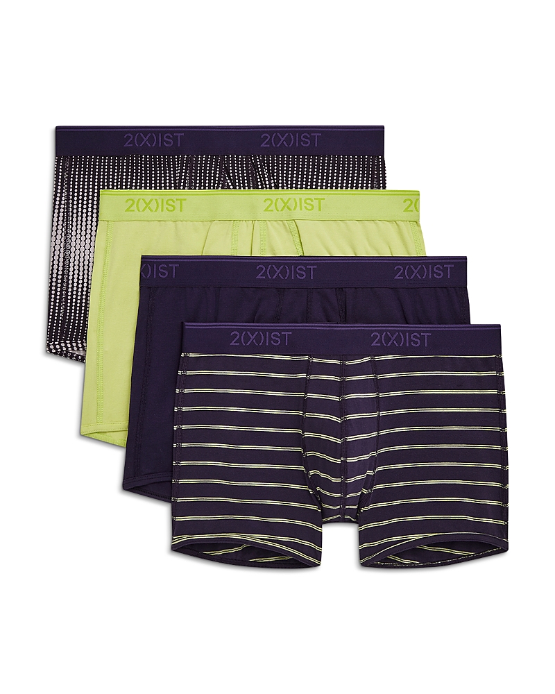2(x)ist 4-pack No-show Stretch Trunks In Ombre Dot,shadow Lime,astral Aura,stripe