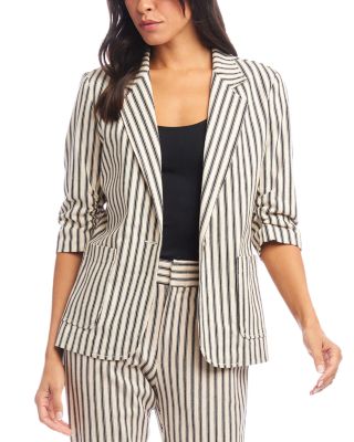 Karen Kane - Striped Ruched Sleeve Jacket