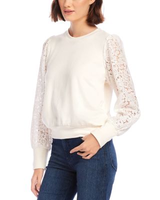 Contrast Lace Sleeve Top