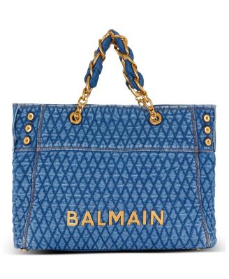 Balmain - Women's 1945 Soft Tote Bag in Diamond-Quilted Denim