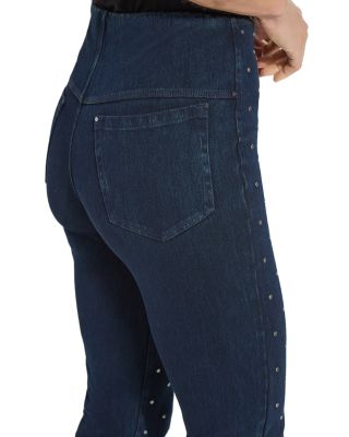 Studded High Rise Skinny Jeans in Indigo