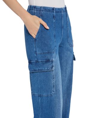 Scout High Rise Cuffed Cargo Jeans in Mid Wash