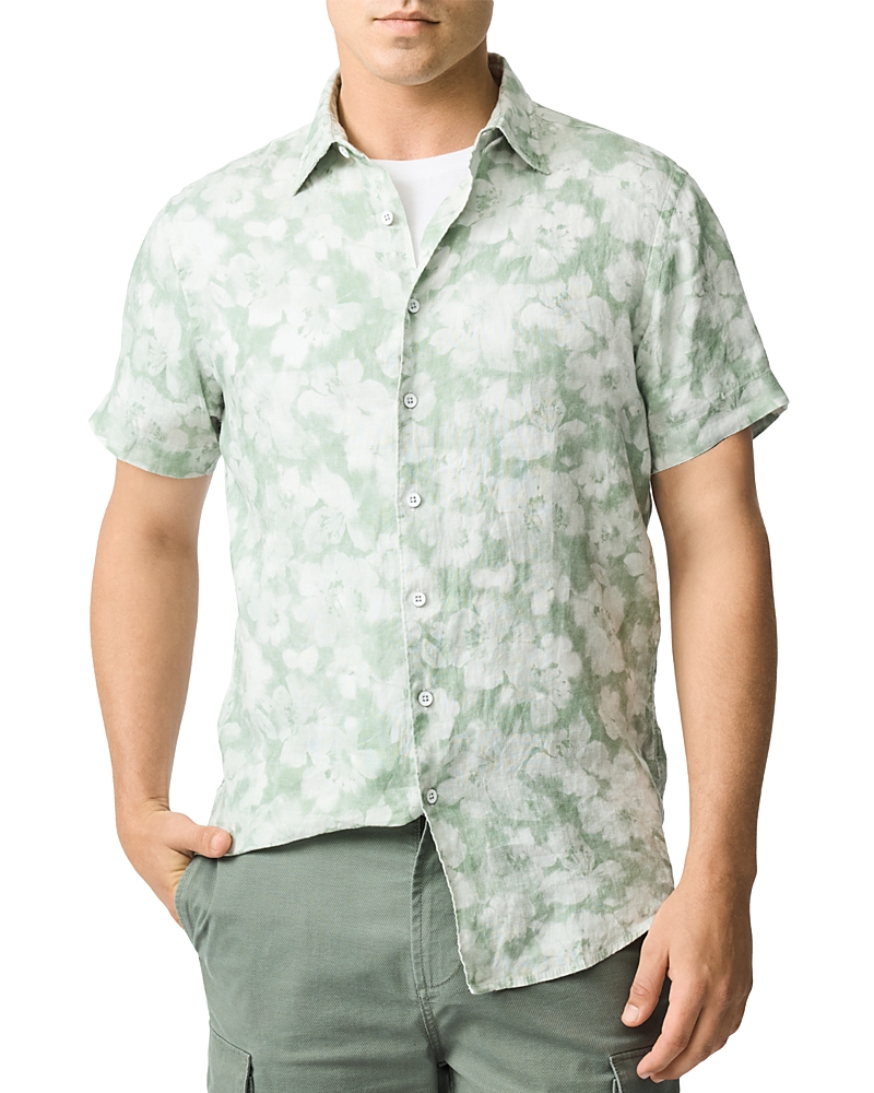 Rodd & Gunn Springflat Slim Fit Short Sleeve Linen Shirt In Pistachio