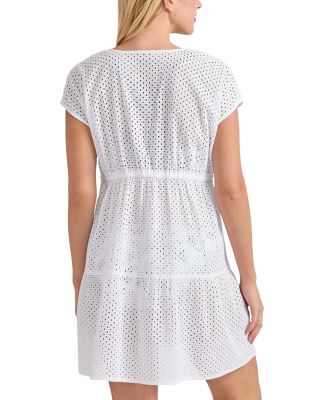 Eyelet Cove V Neck Swim Cover-Up Dress