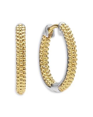 LAGOS - 18K Yellow Gold & Sterling Silver Caviar Lux Hoop Earrings