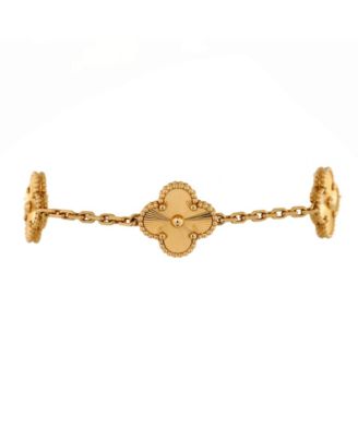 Pre-Owned Van Cleef & Arpels Vintage Alhambra 5 Motifs Bracelet Guilloche 18K Gold