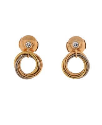 Pre-Owned Cartier Trinity Dangle Earrings 18K Tricolor Gold with Diamond