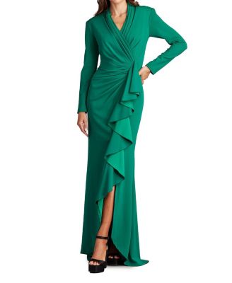 Tadashi Shoji - Markum Long-Sleeve Flounce Gown