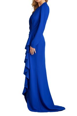 Markum Long-Sleeve Flounce Gown