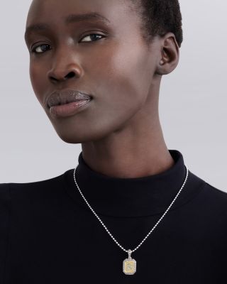 Signature Caviar Sterling Silver & 18K Yellow Gold Octagon Diamond A Initial Charm, 0.05 tcw