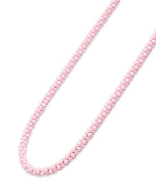 Sterling Silver Pink Caviar Ceramic Rope Necklace, 18"