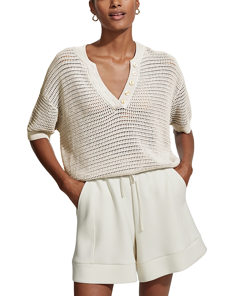 Varley Callie Open-knit Top In Egret