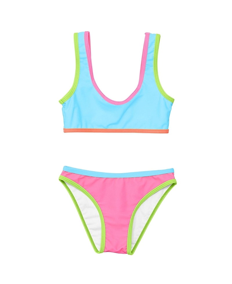 Snapper Rock Girls' Candy Colorblock Crop Bikini - Little Kid, Big Kid In Blue