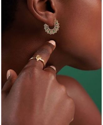 Wicked x Sydney Evan 14K Yellow Gold Emerald Filigree Hoop Earrings