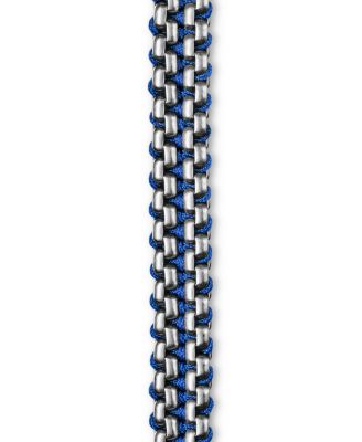 Men's Woven Box Chain Bracelet in Sterling Silver with Nylon, 10mm