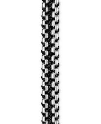 Men&#39;s Woven Box Chain Bracelet in Sterling Silver with Nylon, 10mm