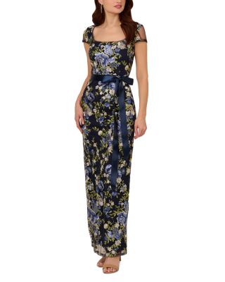 Adrianna Papell - Cascading Floral Column Gown