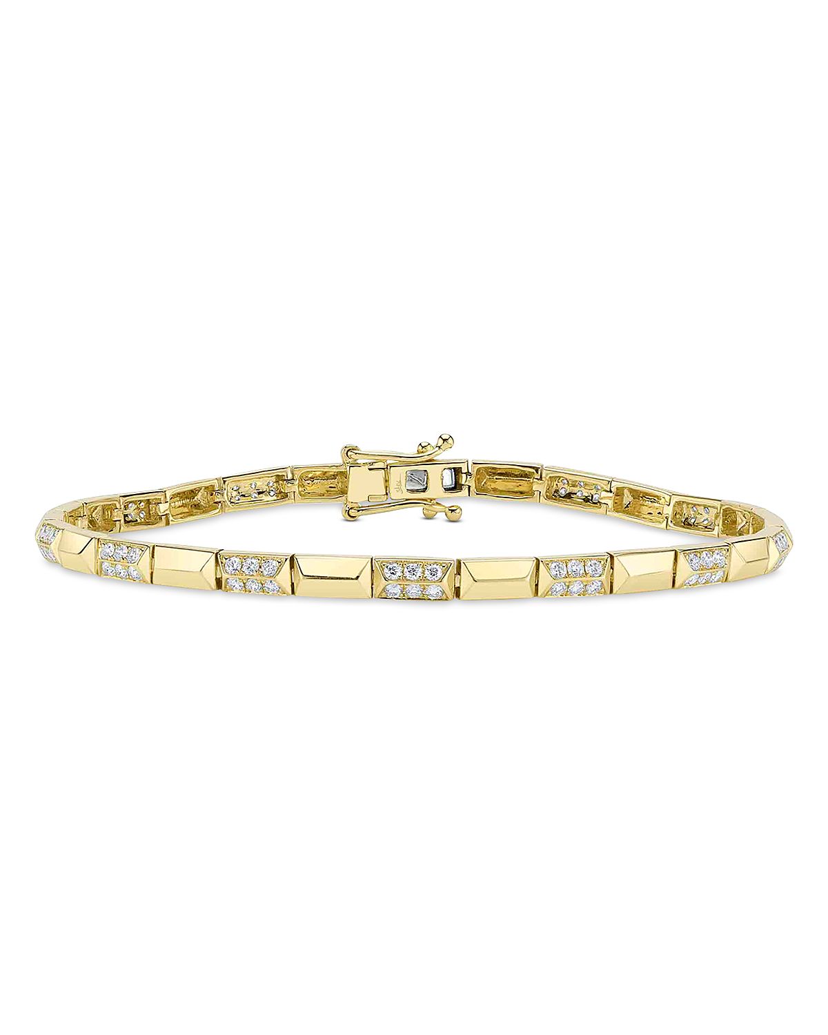 Shy Creation 14K Yellow Gold Kate Diamond Pave Geometric Link Bracelet