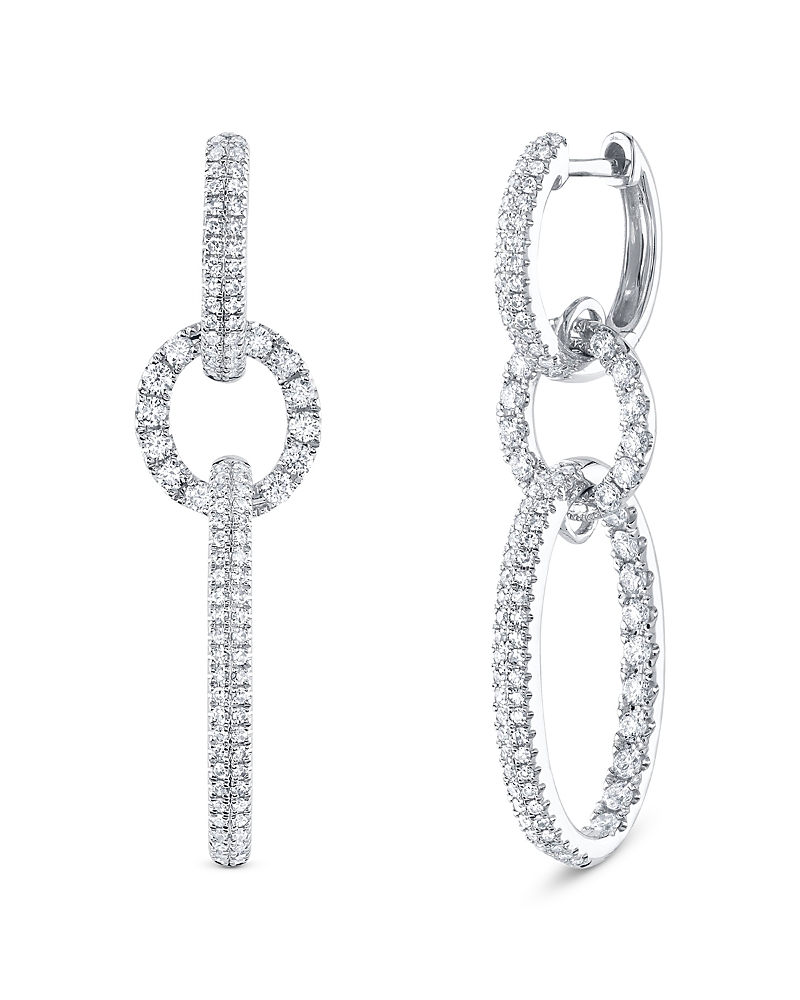 Shy Creation 14k White Gold Kate Diamond Oval Earrings, 1.0 Ct. T. W. In White