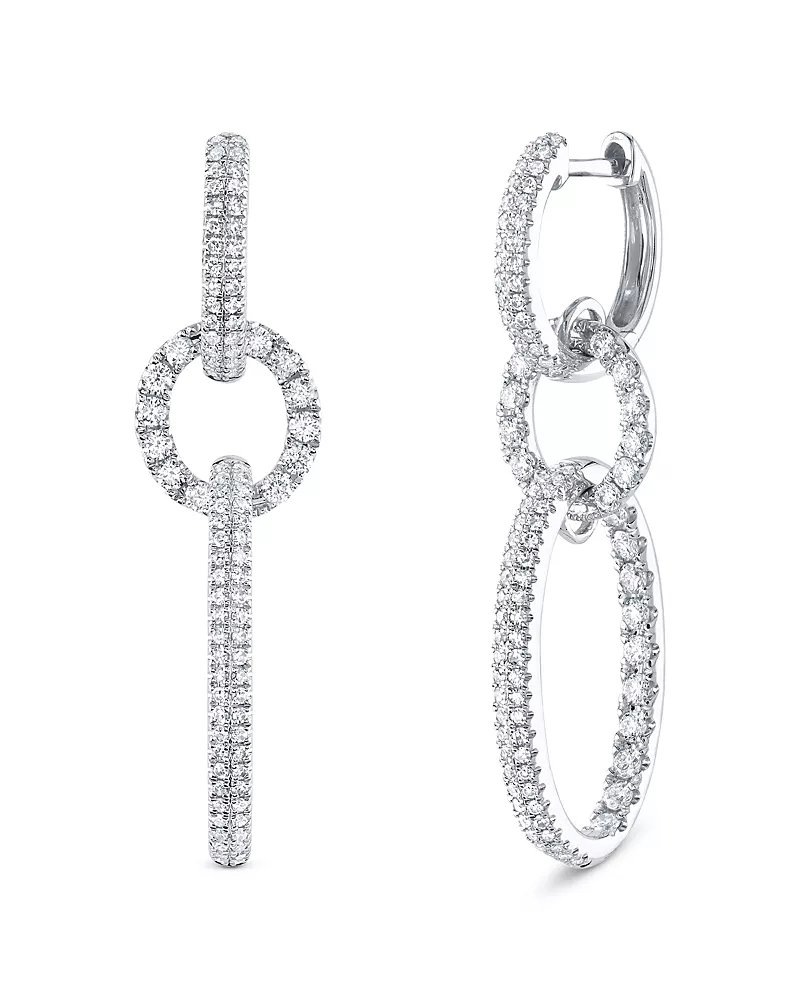 Shy Creation 14K White Gold Kate Diamond Oval Earrings, 1.0 tcw
