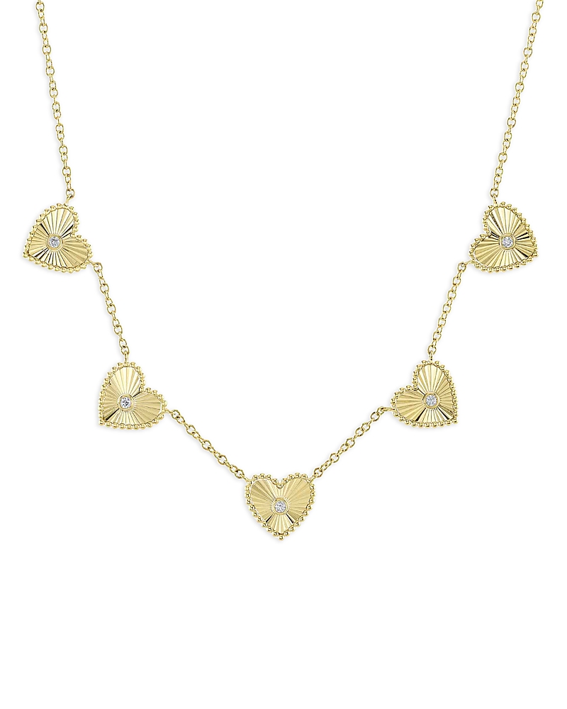 Shy Creation 14k Yellow Gold Kate Diamond Bezel Heart Collar Necklace, 18 In Gold