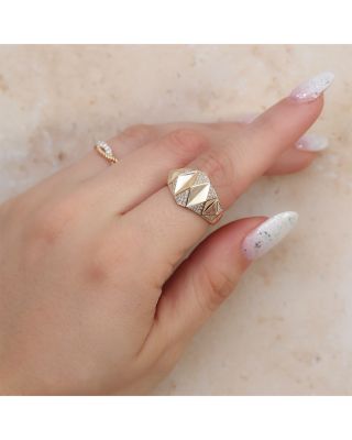 14K Yellow Gold Kate Diamond Pyramid Geometric Cutout Ring, 0.20 tcw