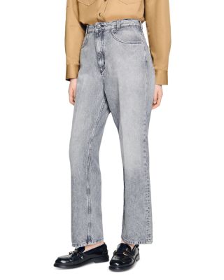 Sandro - Bibi High Rise Straight Leg Jeans in Grey