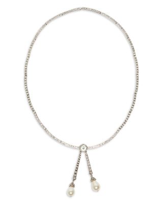 Weekend Max Mara - Duda Rhinestone & Cultured Freshwater Pearl Lariat Necklace