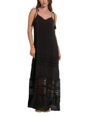 Elan - Spaghetti Strap Crocheted Tiered Maxi Dress