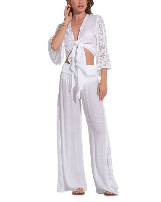 Crochet Inset Swim Cover-Up Pants