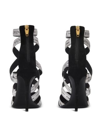 Women's Couture Suede Heels with Ribbon Motif