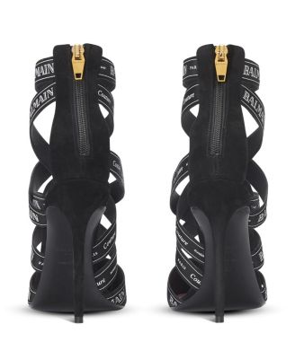 Women's Couture Suede Heels with Ribbon Motif