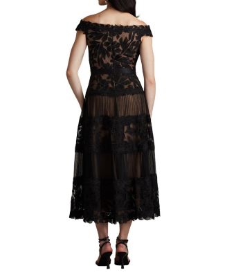 Adriane Floral Embroidered Tea-Length Dress