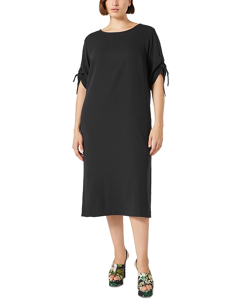 MARINA RINALDI 2A USCITA GEODE DRAWSTRING SLEEVE MIDI DRESS
