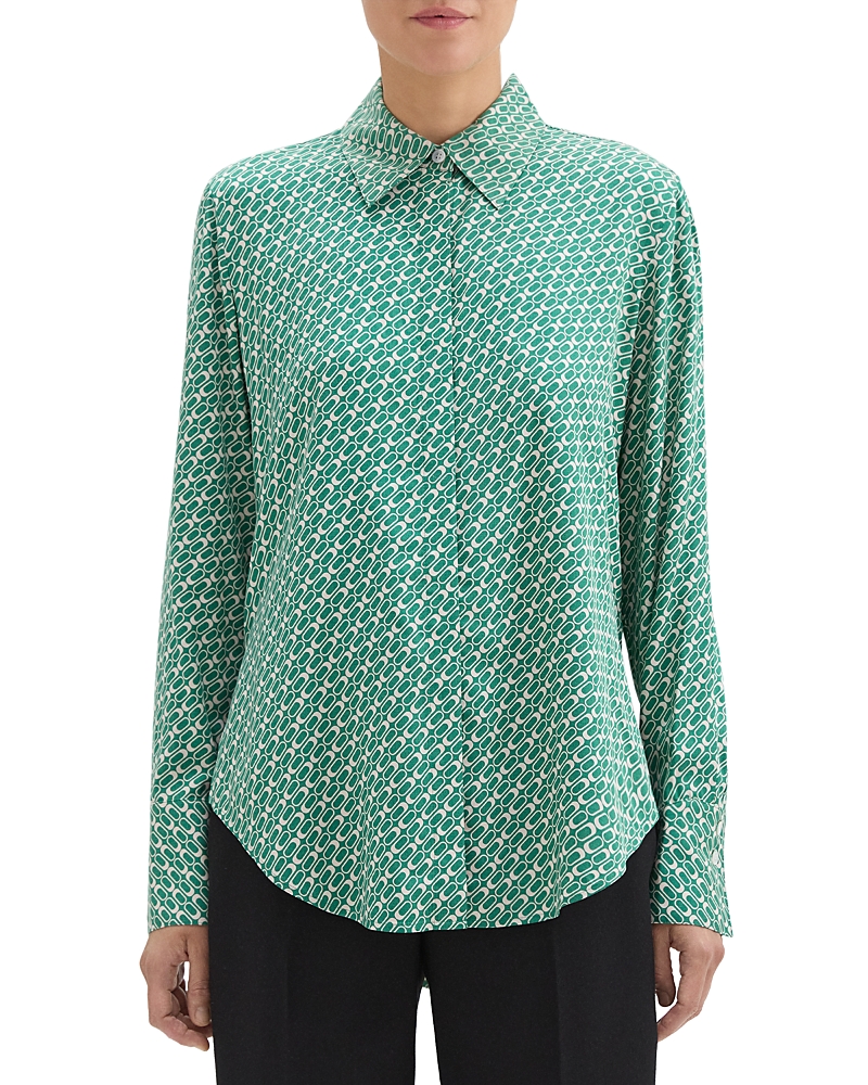 Theory Sunaya Printed Shirt In Lush/sand