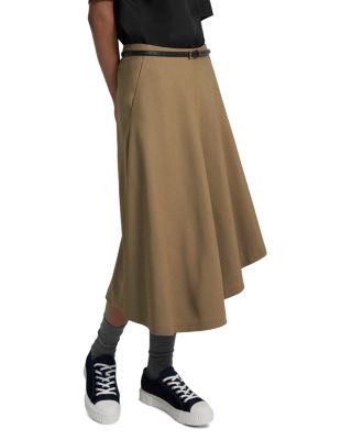Asymmetric Hem Midi Skirt