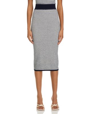 Wavy Striped Midi Skirt