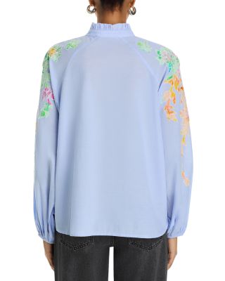 Printed Mandarin Collar Blouse