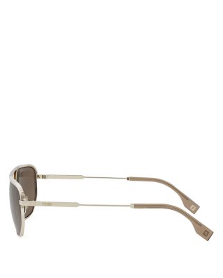 Travel Rectangular Metal Sunglasses, 61mm