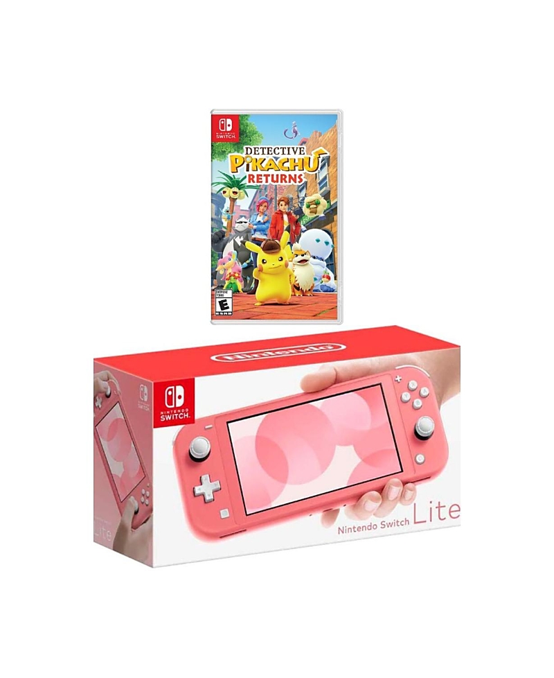 Nintendo Switch Lite Coral Bundle with Detective Pikachu Returns Game