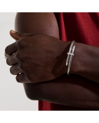 Sterling Silver Spear Diamond Pav&eacute; Flex Bypass Cuff Bracelet