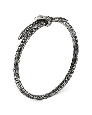 Sterling Silver Spear Diamond Pav&eacute; Flex Bypass Cuff Bracelet