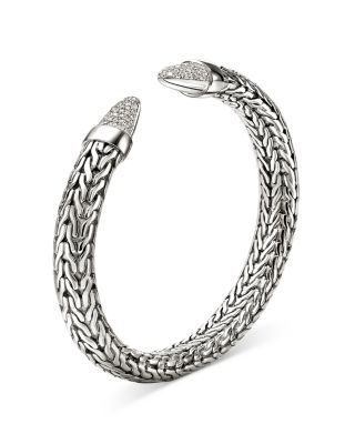 Sterling Silver Spear Diamond Pav&eacute; Flex Cuff Bracelet