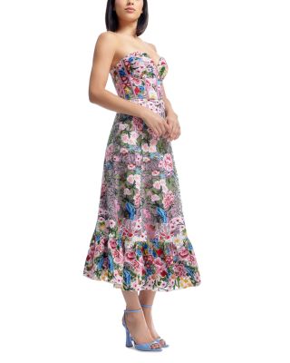 Carina Embroidered Strapless Dress