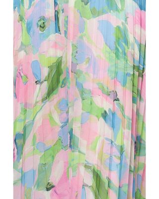Printed Pleated Strapless Dress - Exclusive