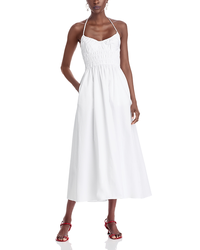 Solid & Striped The Lolita Cotton Halter Midi Dress In Optic White